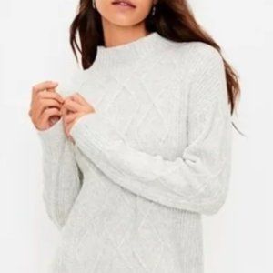 Loft Grey Cable Knit Sweater Dress